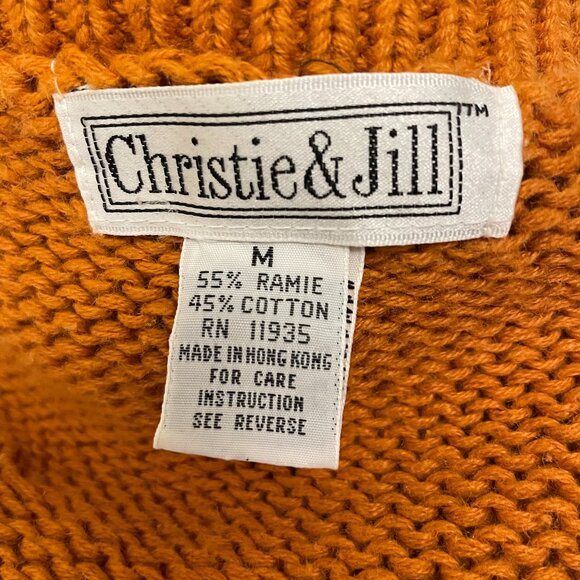 VTG BURNT ORANGE RAMIE AND COTTON LONG SWEATER SIZE M BY CHRISTIE & JILL - Picture 8 of 9